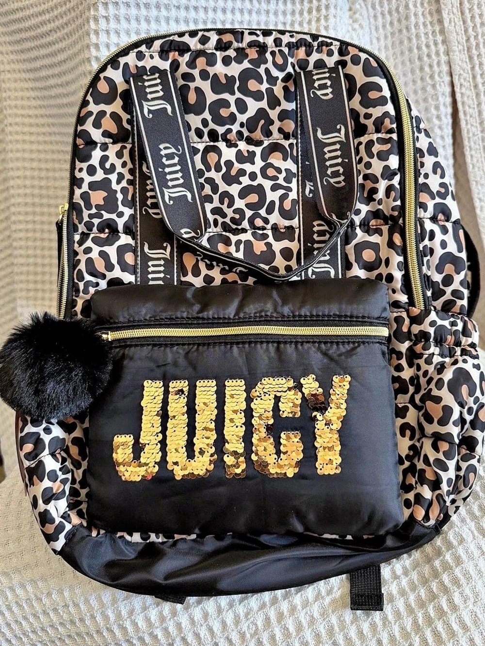 Juicy Couture Leopard Print Backpack Black & Brown